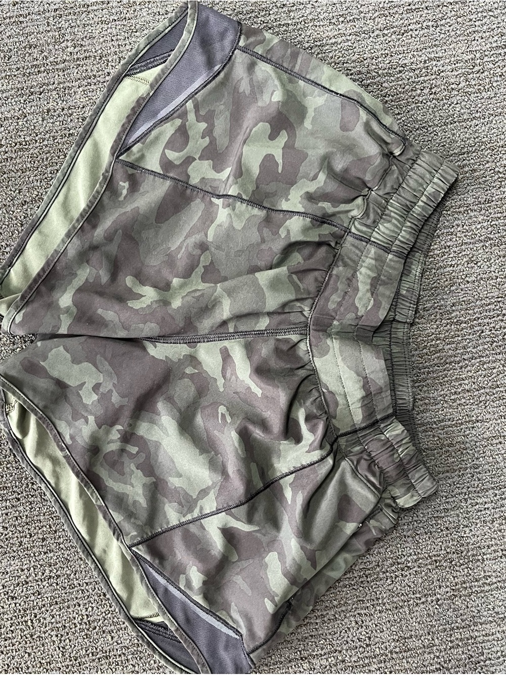 lululemon athletica Camo Green Elastic Waist Athletic Shorts